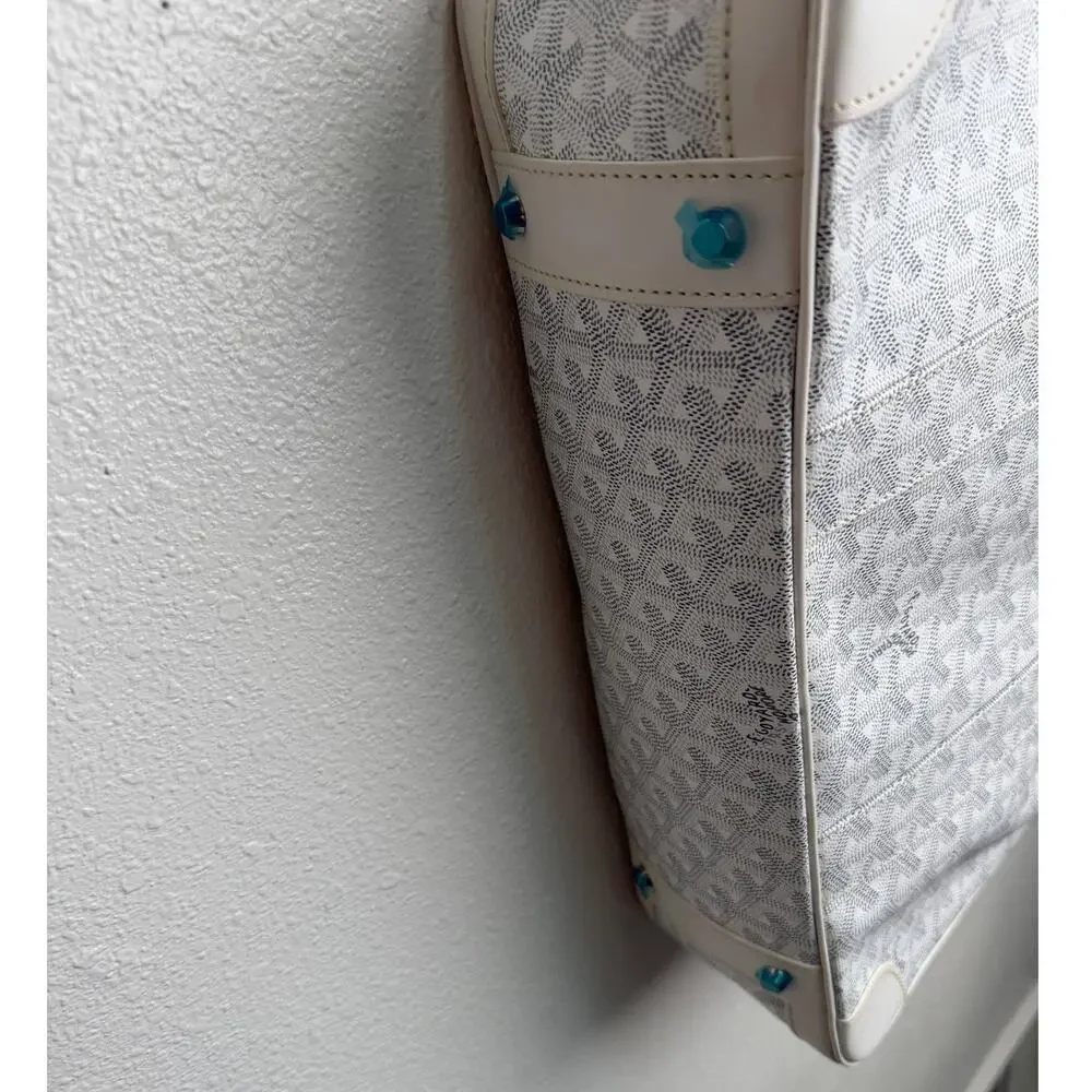 Goyard Ambassade MM White Goyardine Briefcase Laptop Bag AG Personalized